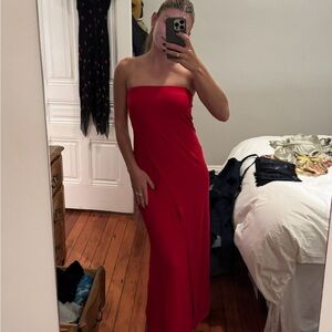 Donna Karan Strapless Red Column Gown